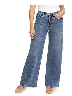 NEW Nine West Wide Leg High-Rise Jeans in Medium Wash Blue size 6 women’s NWT